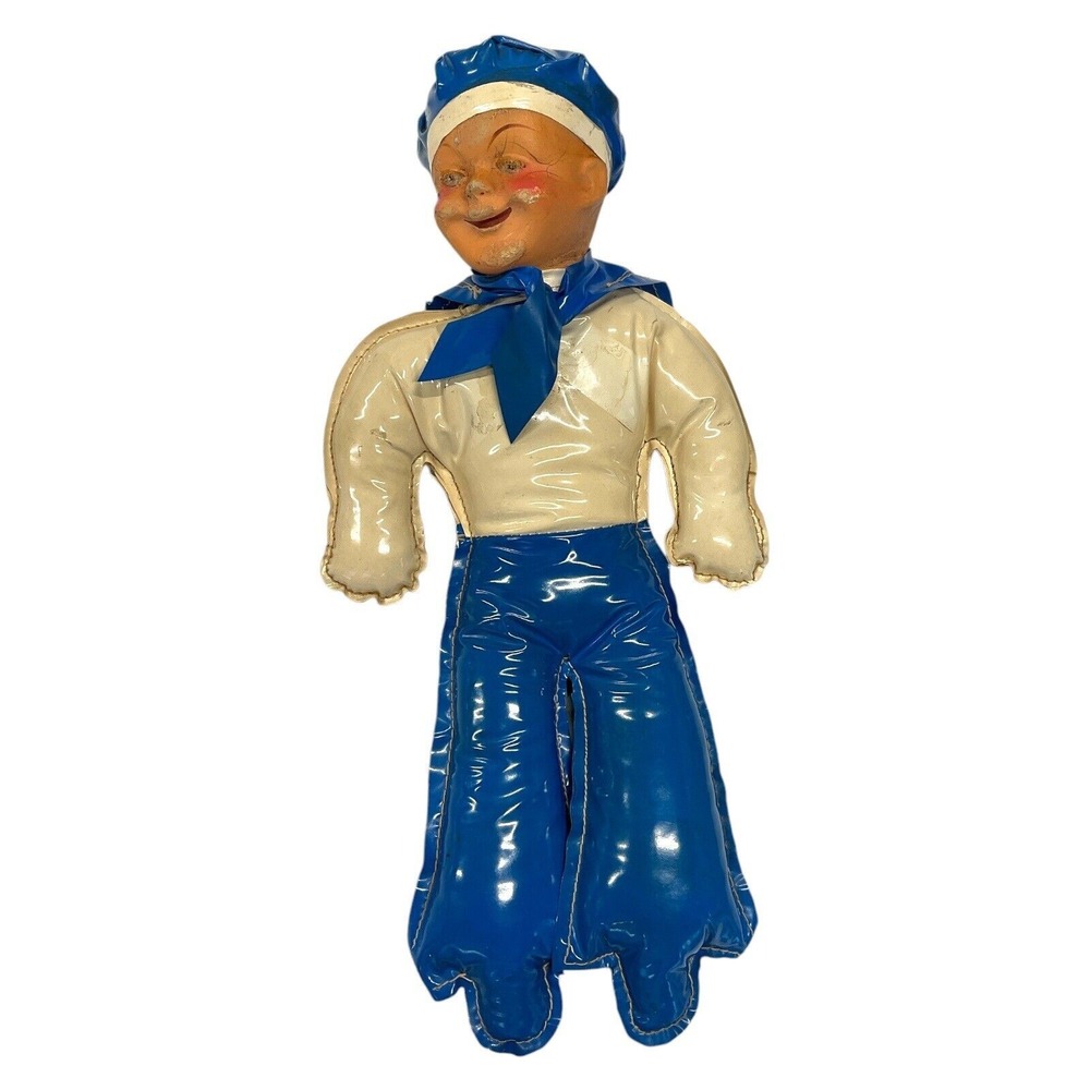 Navy Sailor Doll Sewn Plastic Body Composite Head Wool Stuffed‎ 10 inch Vintage